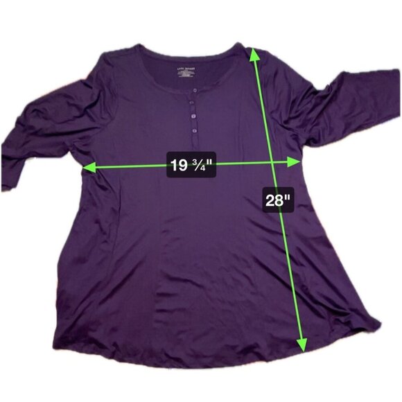 Lane Bryant NWT Dark Purple Henley 3/4 Sleeve Pullover Top Sz 22 - Picture 6 of 7